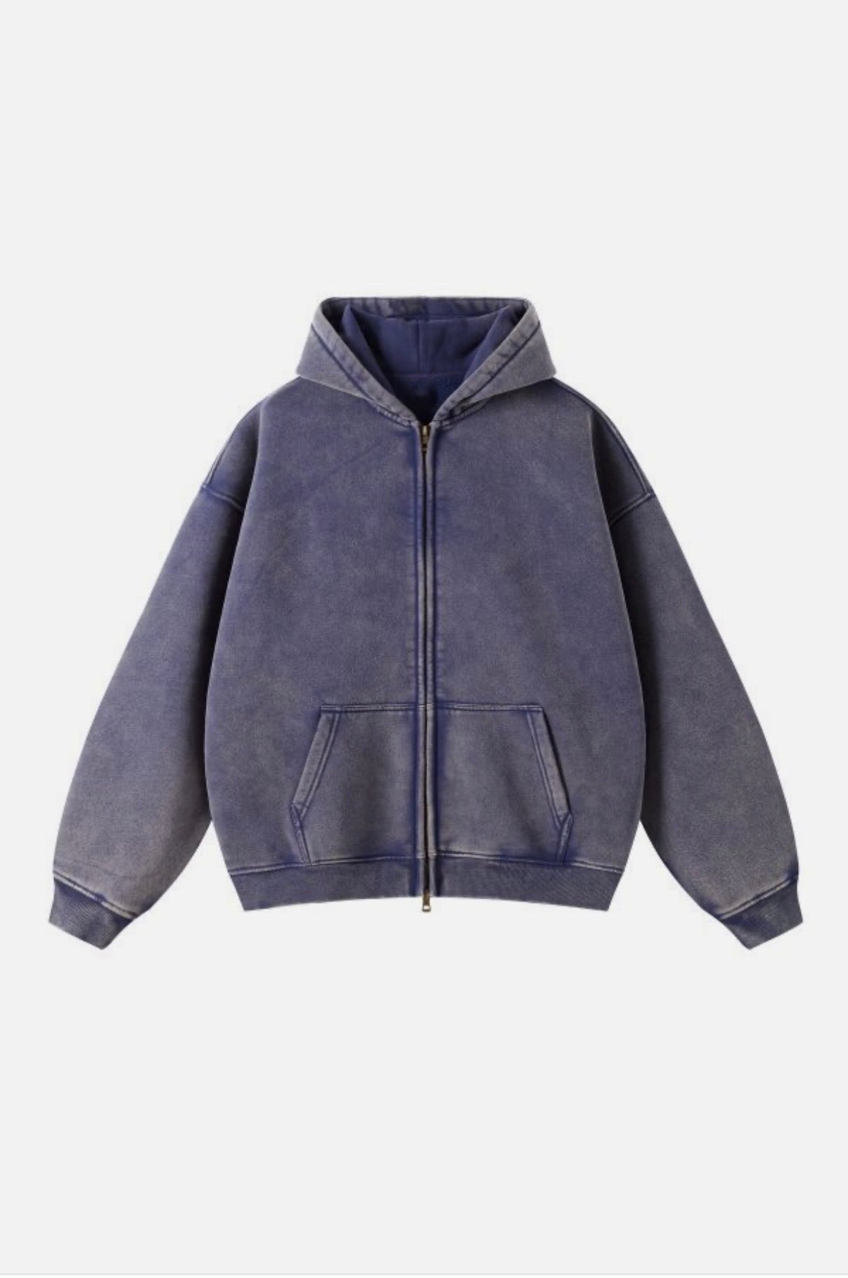 JP Mens Womens Oversized Double Zip Up Hoodie – Heavyweight Fleece Cotton Acid Wash Vintage Zip Hoodie