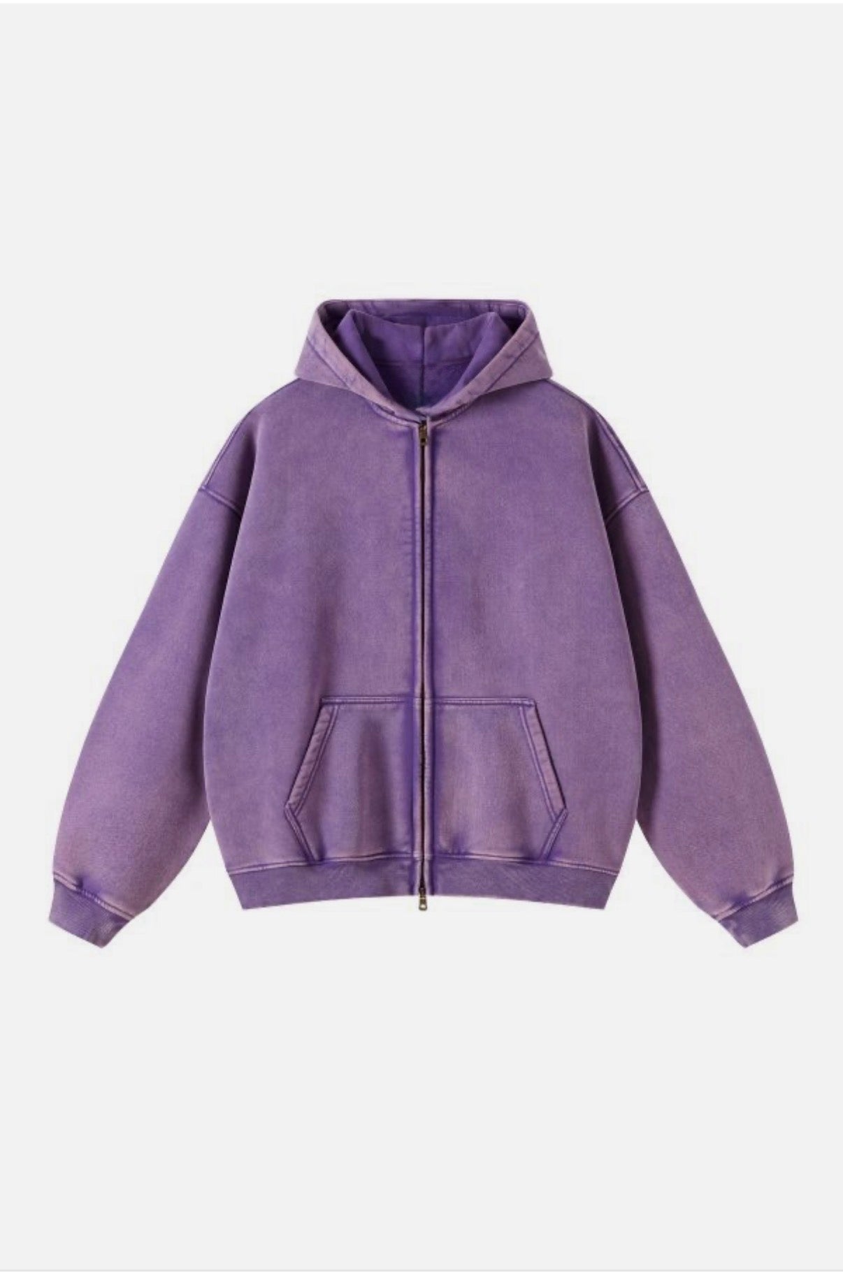 JP Mens Womens Oversized Double Zip Up Hoodie – Heavyweight Fleece Cotton Acid Wash Vintage Zip Hoodie