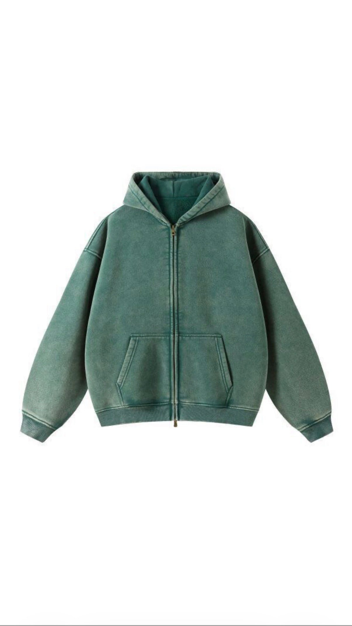 JP Mens Womens Oversized Double Zip Up Hoodie – Heavyweight Fleece Cotton Acid Wash Vintage Zip Hoodie