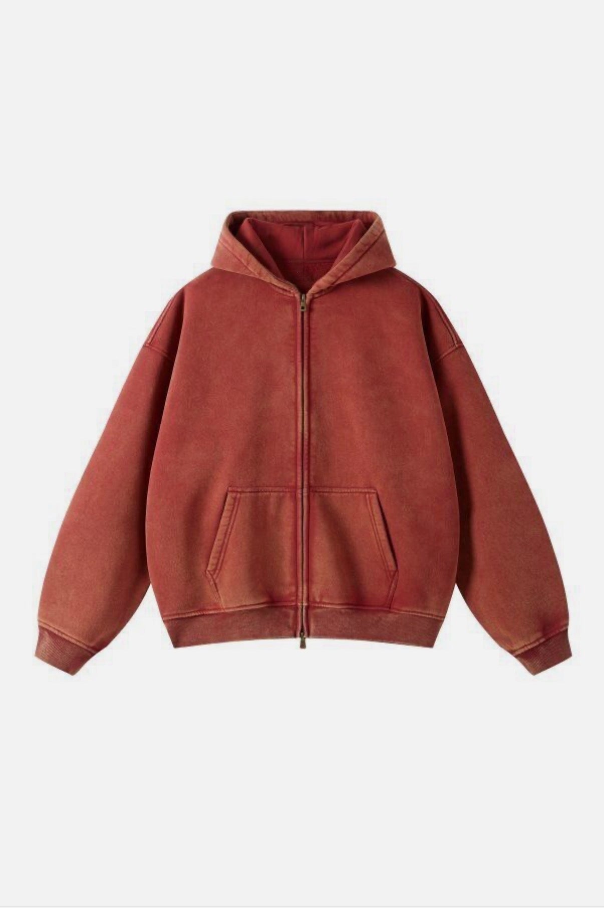 JP Mens Womens Oversized Double Zip Up Hoodie – Heavyweight Fleece Cotton Acid Wash Vintage Zip Hoodie