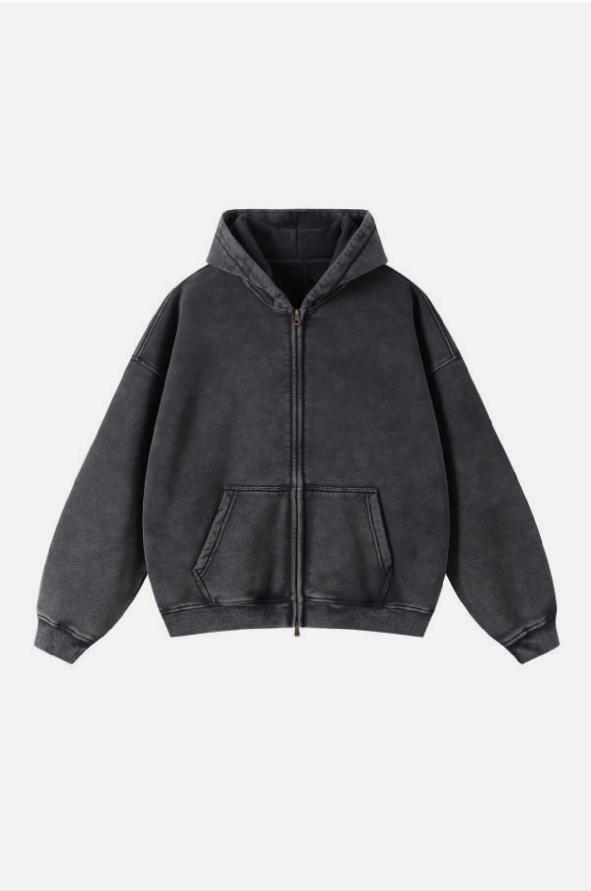 JP Mens Womens Oversized Double Zip Up Hoodie – Heavyweight Fleece Cotton Acid Wash Vintage Zip Hoodie